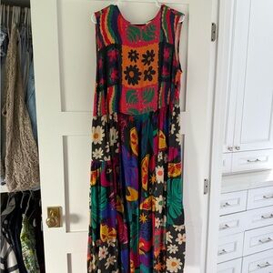 Anthropologie farm Rio sleeveless patchwork print Maxi Dress
